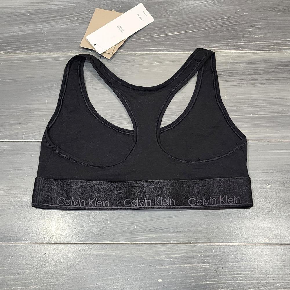 Calvin Klein Unlined Bralette Racerback Wireless Modern Cotton QF7990 SM Black - Picture 2 of 7